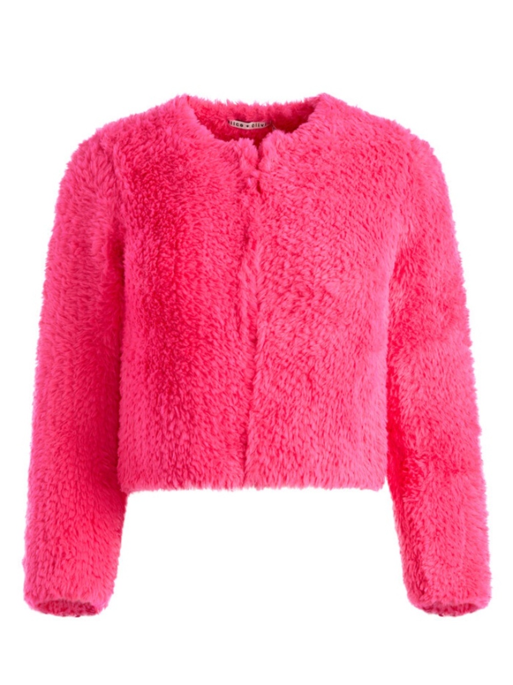 Alice and Olivia Fawn Faux Fur Jacket, Wild Pink - size small